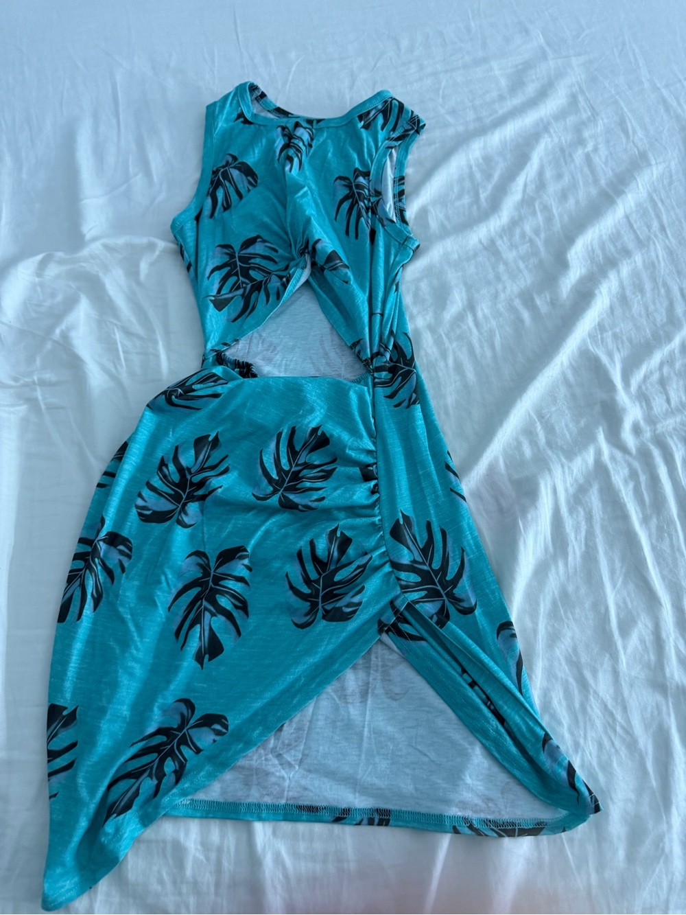 Kids Tropical Print One-Piece Swimsuit - Teal Blue